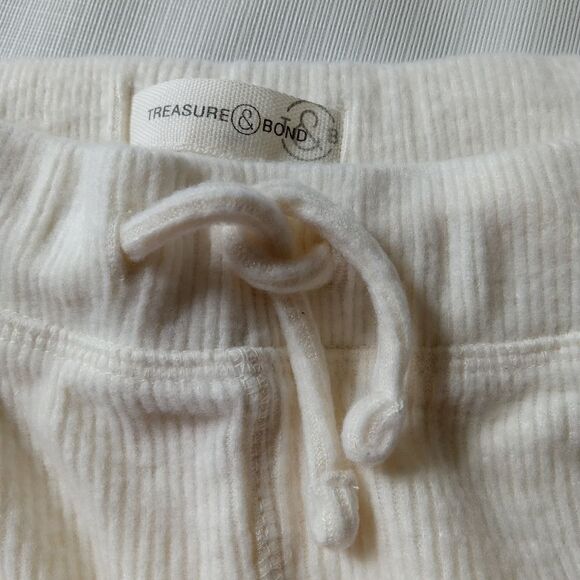 Treasure & Bond Ivory Cream Ribbed Drawstring Joggers Girls Size Large 10/12 - Picture 12 of 14